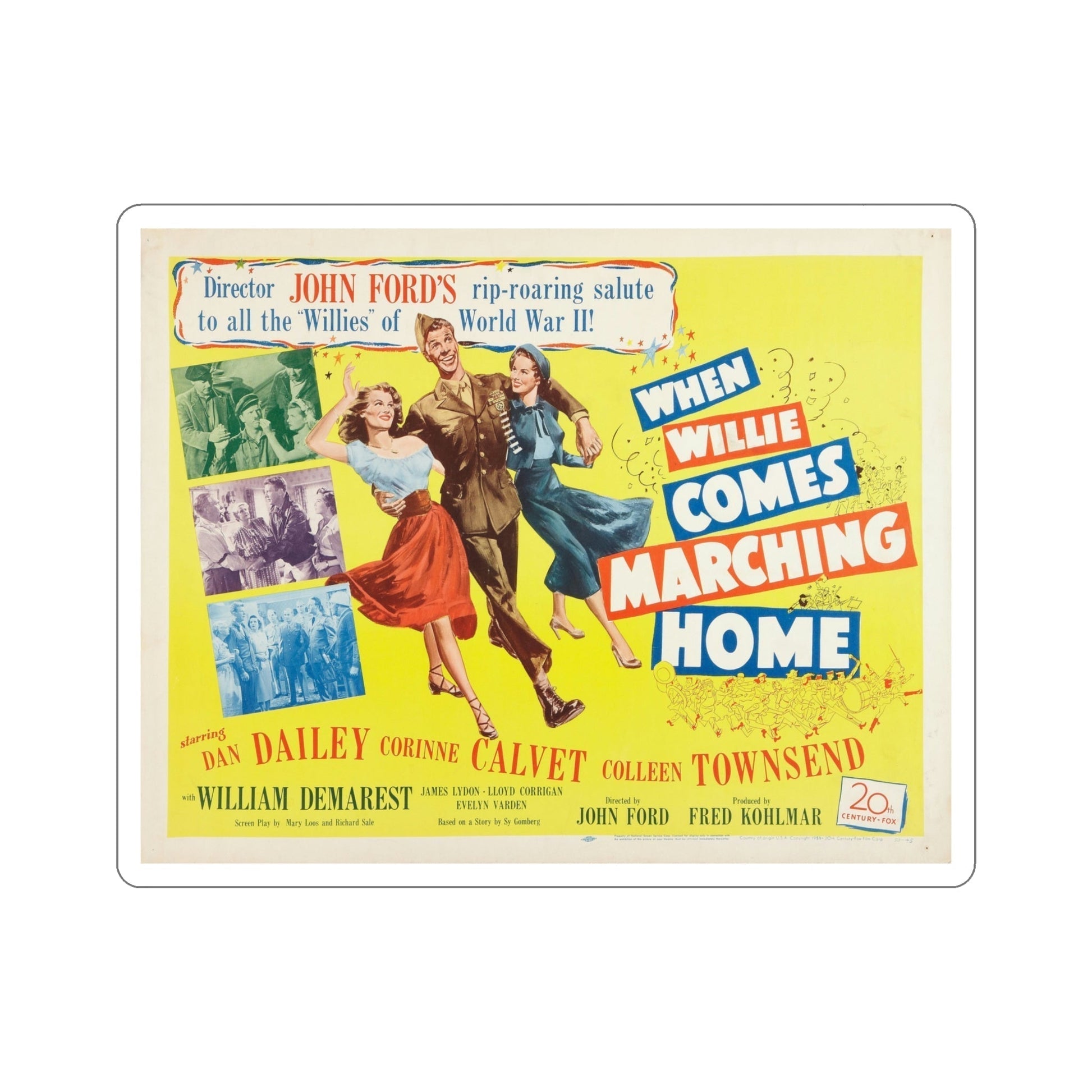 When Willie Comes Marching Home 1950 v2 Movie Poster STICKER Vinyl Die-Cut Decal-5 Inch-The Sticker Space