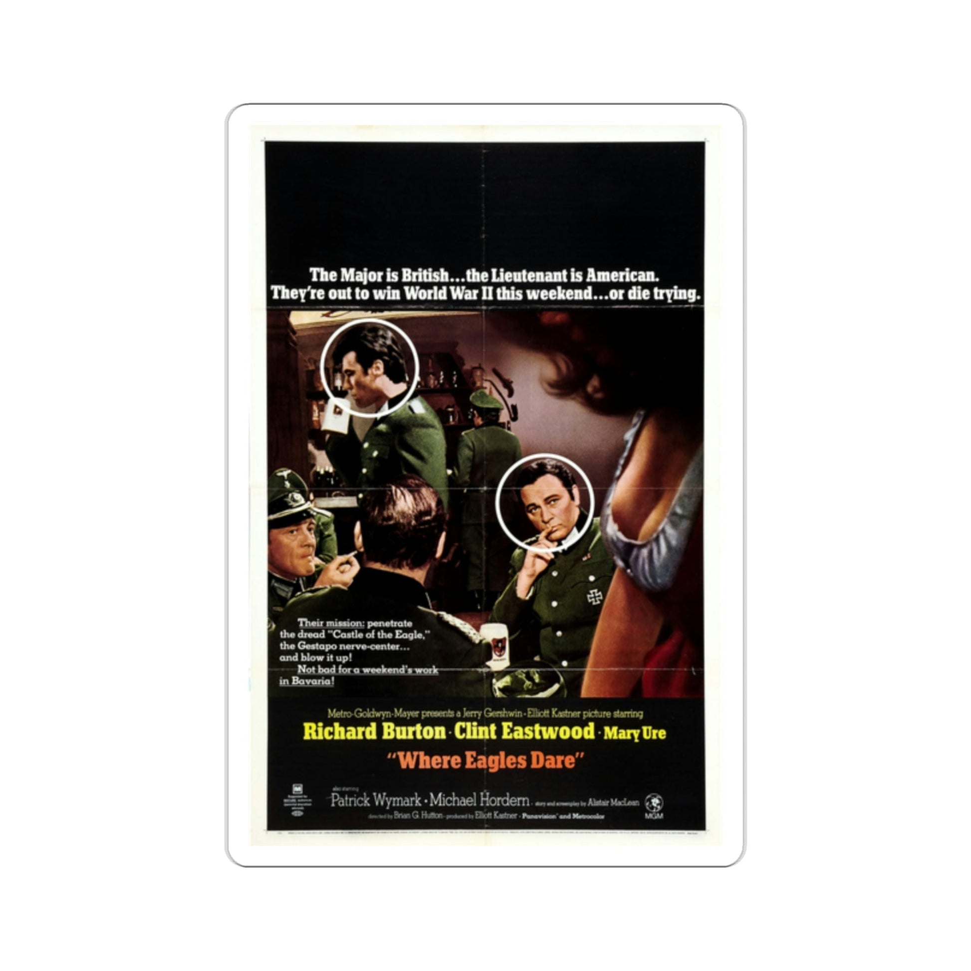Where Eagles Dare 1968 Movie Poster STICKER Vinyl Die-Cut Decal-2 Inch-The Sticker Space