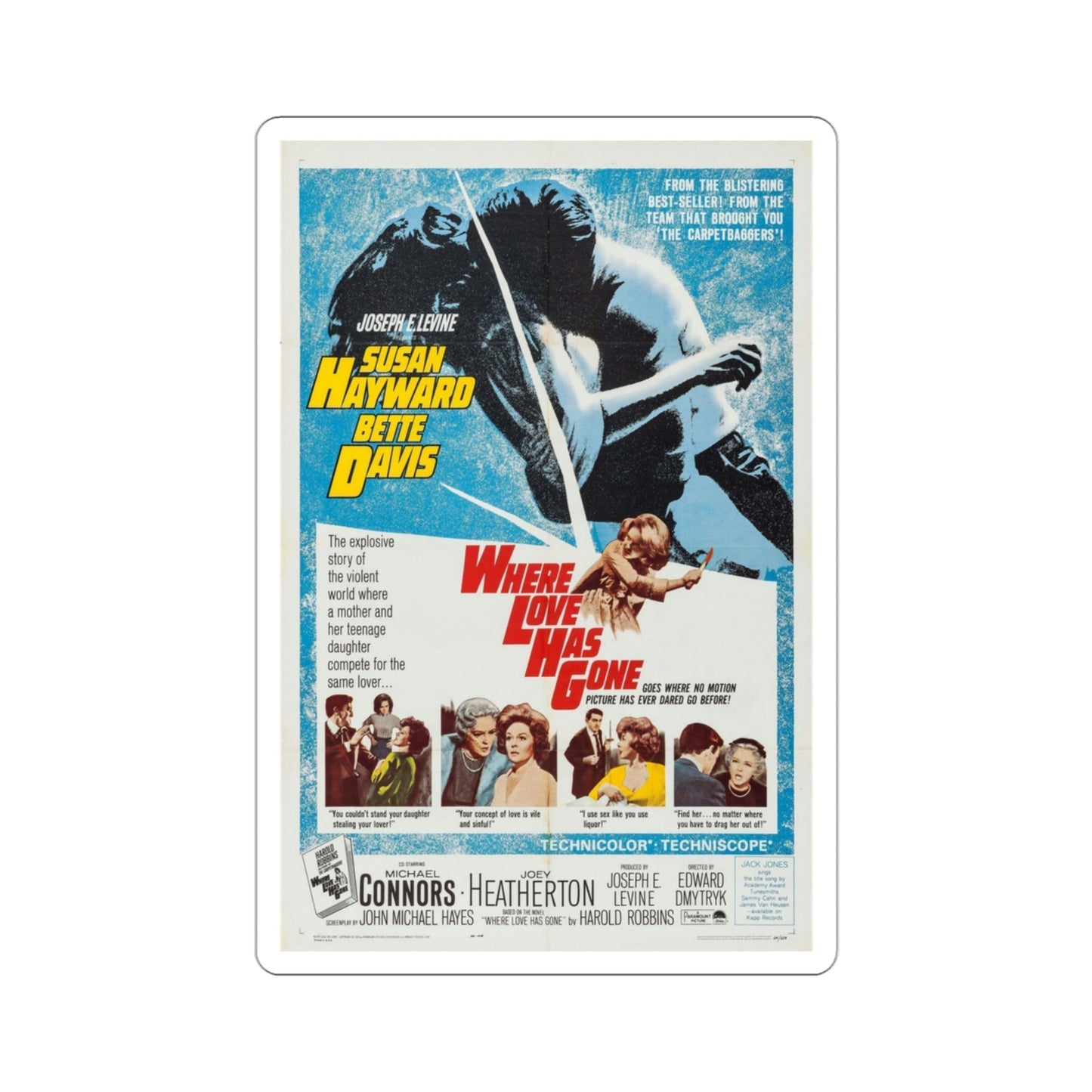 Where Love Has Gone 1964 Movie Poster STICKER Vinyl Die-Cut Decal-3 Inch-The Sticker Space