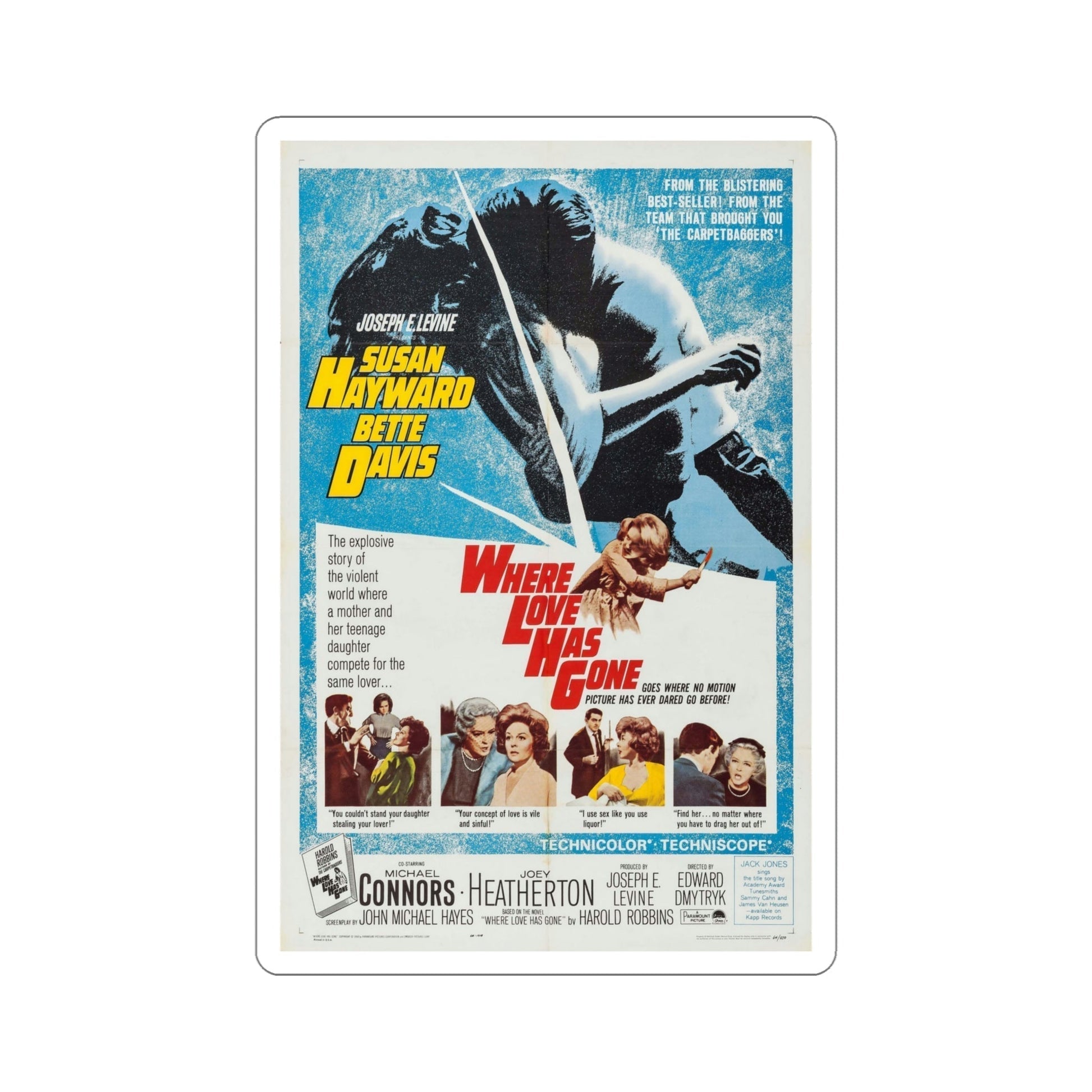 Where Love Has Gone 1964 Movie Poster STICKER Vinyl Die-Cut Decal-5 Inch-The Sticker Space