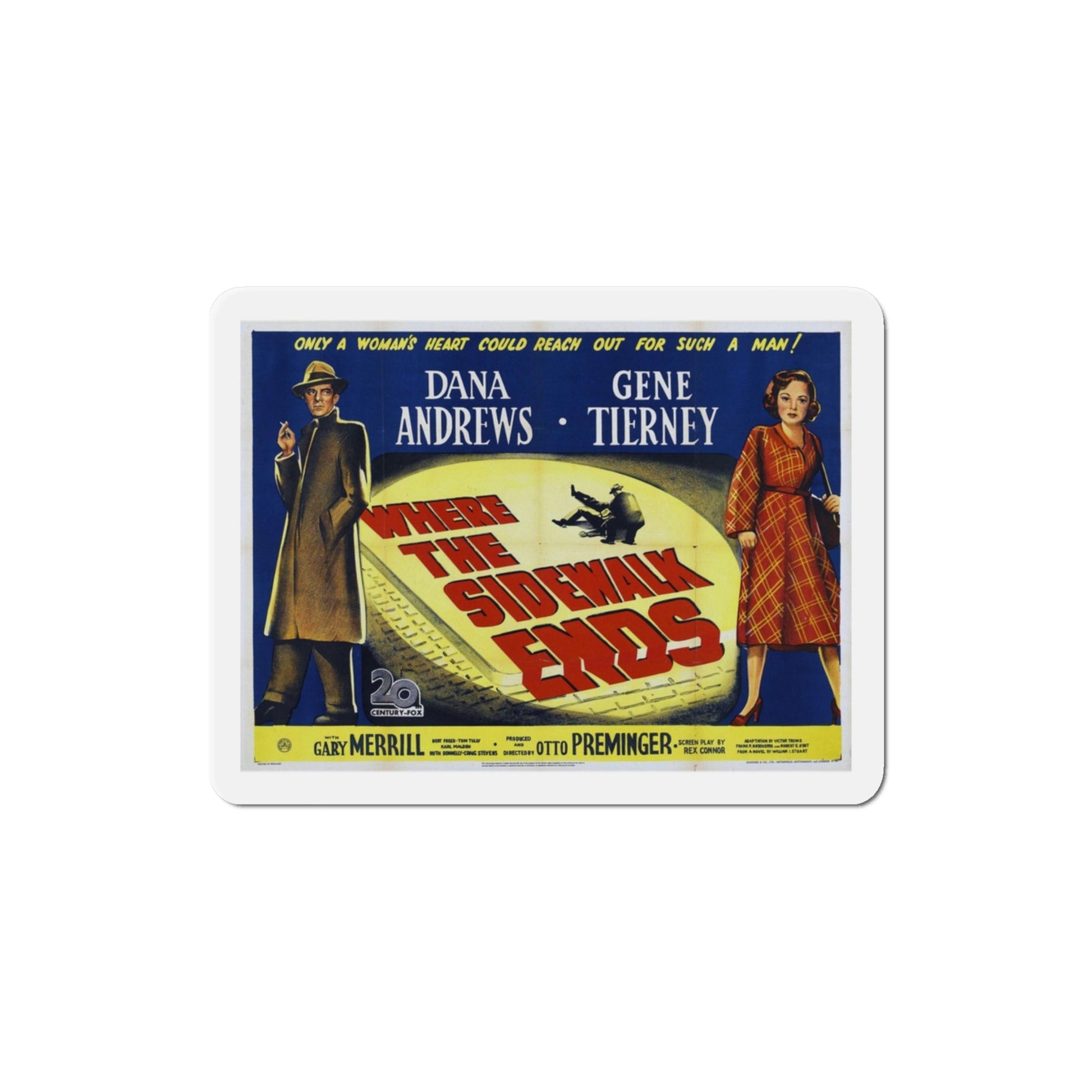 Where the Sidewalk Ends 1950 Movie Poster Die-Cut Magnet-3 Inch-The Sticker Space