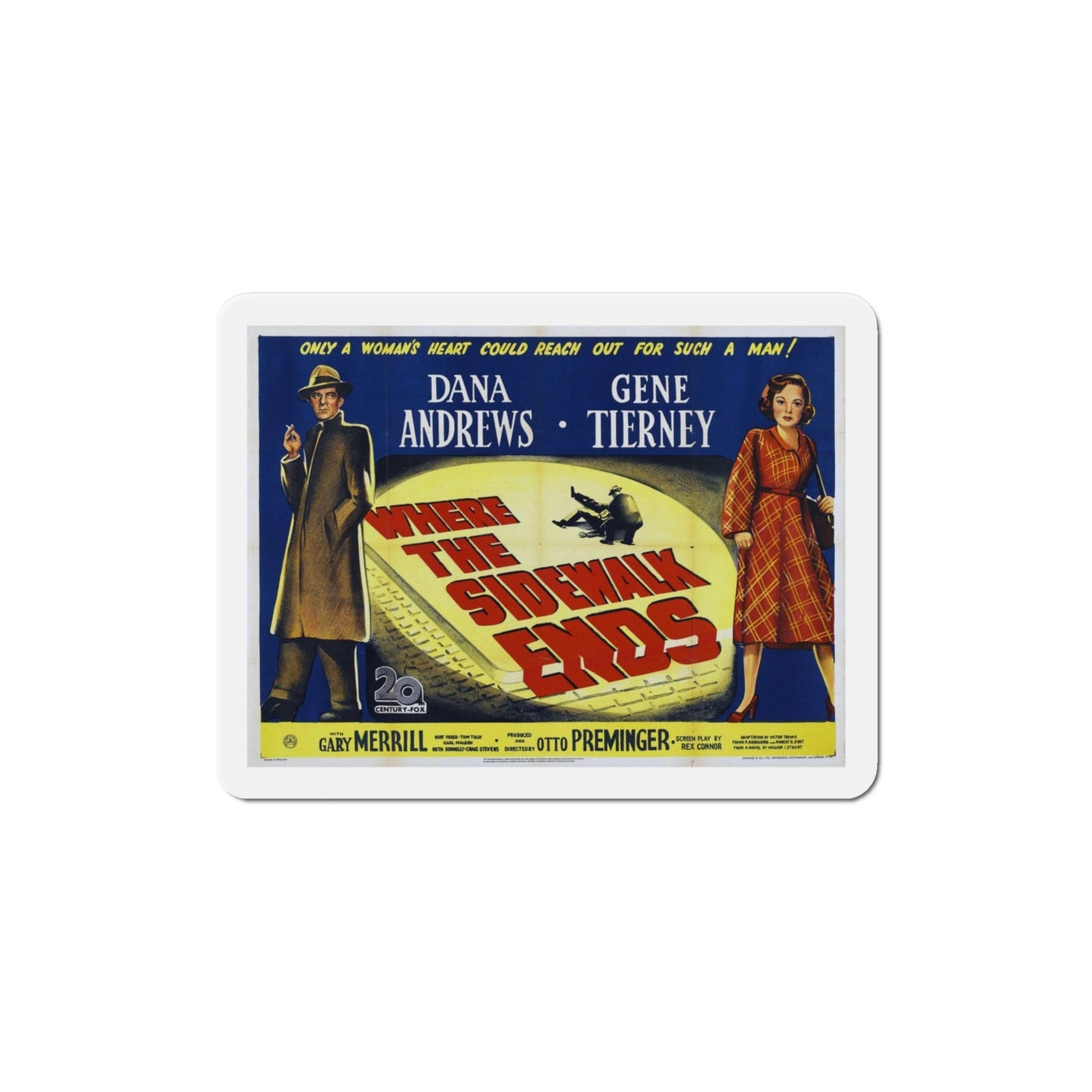 Where the Sidewalk Ends 1950 Movie Poster Die-Cut Magnet-4 Inch-The Sticker Space
