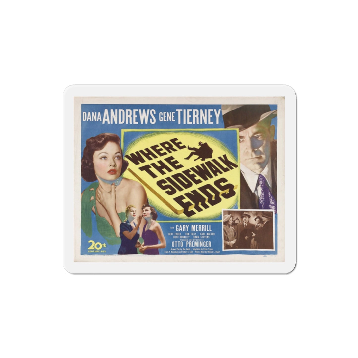 Where the Sidewalk Ends 1950 v2 Movie Poster Die-Cut Magnet-2 Inch-The Sticker Space