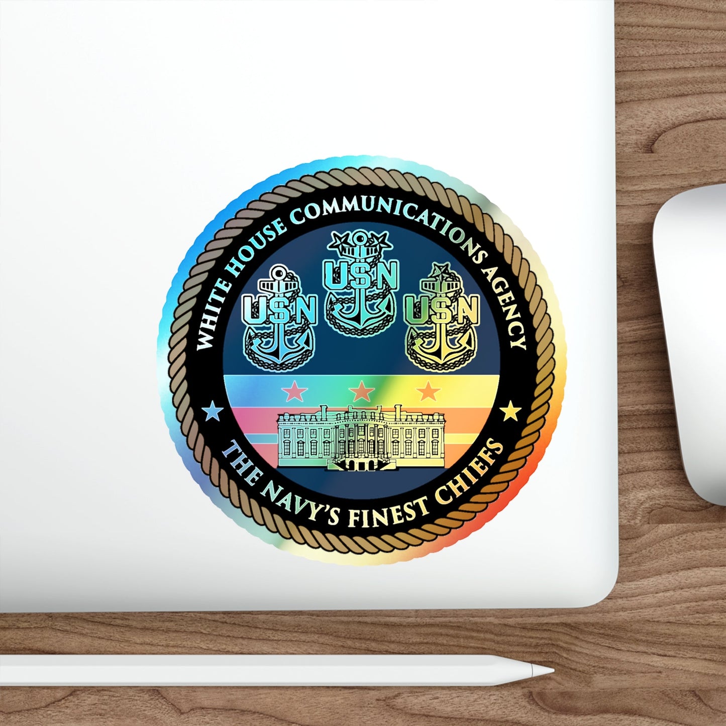 White House Communications (U.S. Navy) Holographic STICKER Die-Cut Vinyl Decal-The Sticker Space