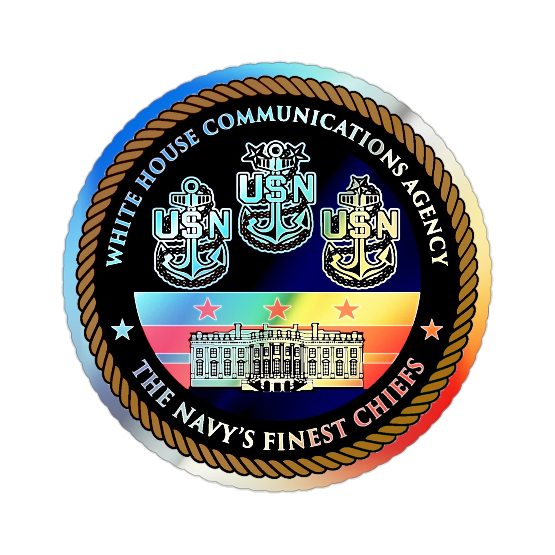White House Communications (U.S. Navy) Holographic STICKER Die-Cut Vinyl Decal-2 Inch-The Sticker Space