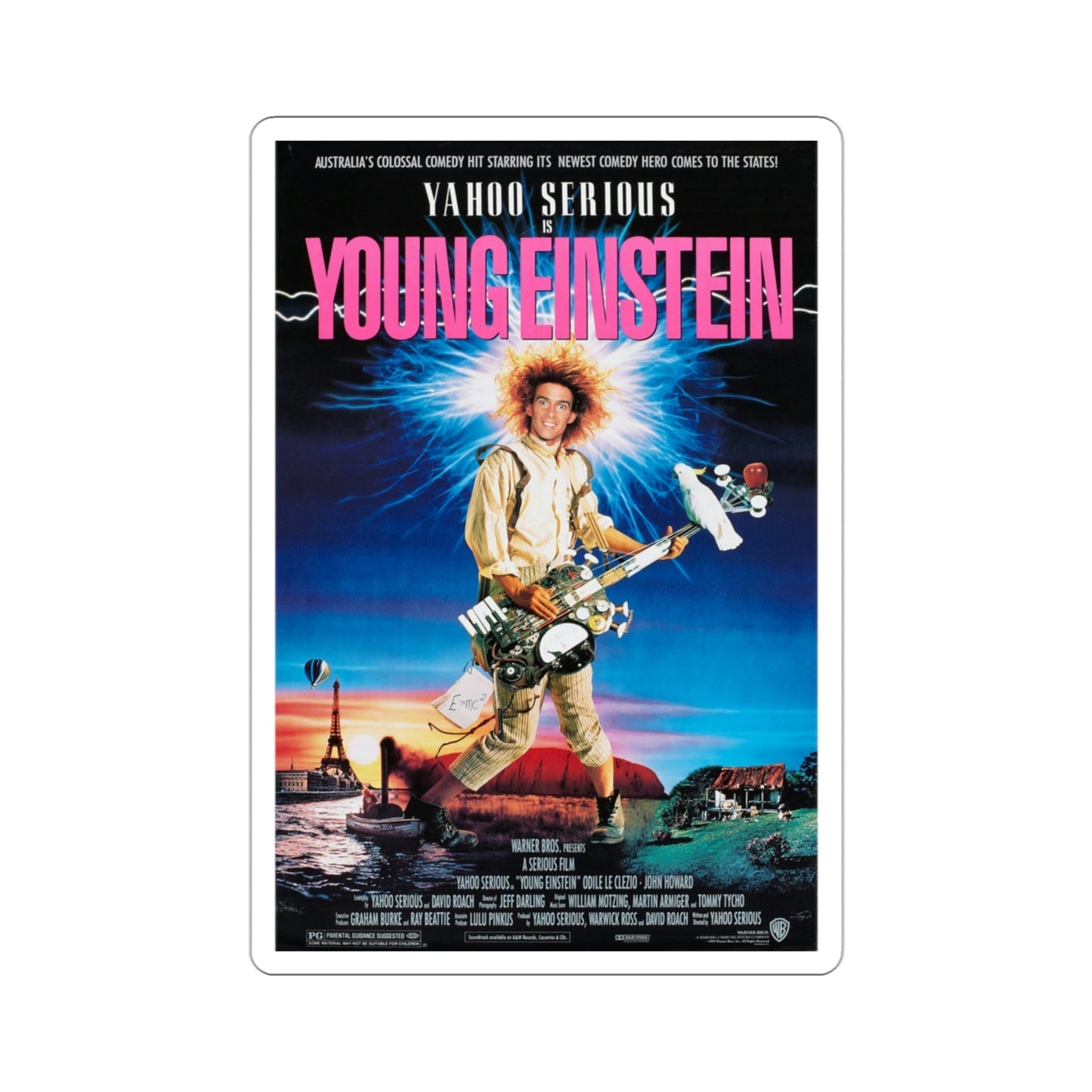 Young Einstein 1989 Movie Poster STICKER Vinyl Die-Cut Decal-3 Inch-The Sticker Space