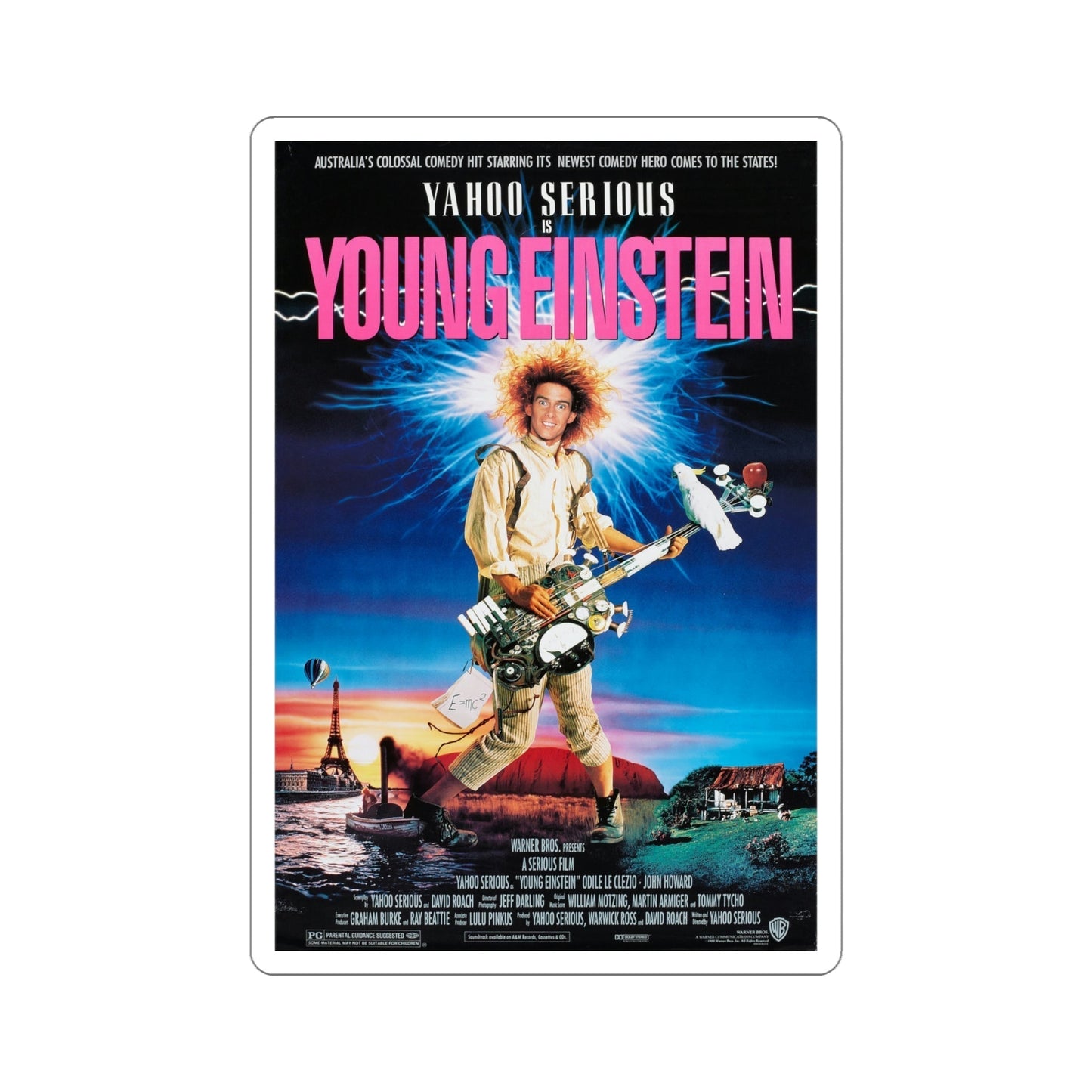 Young Einstein 1989 Movie Poster STICKER Vinyl Die-Cut Decal-5 Inch-The Sticker Space