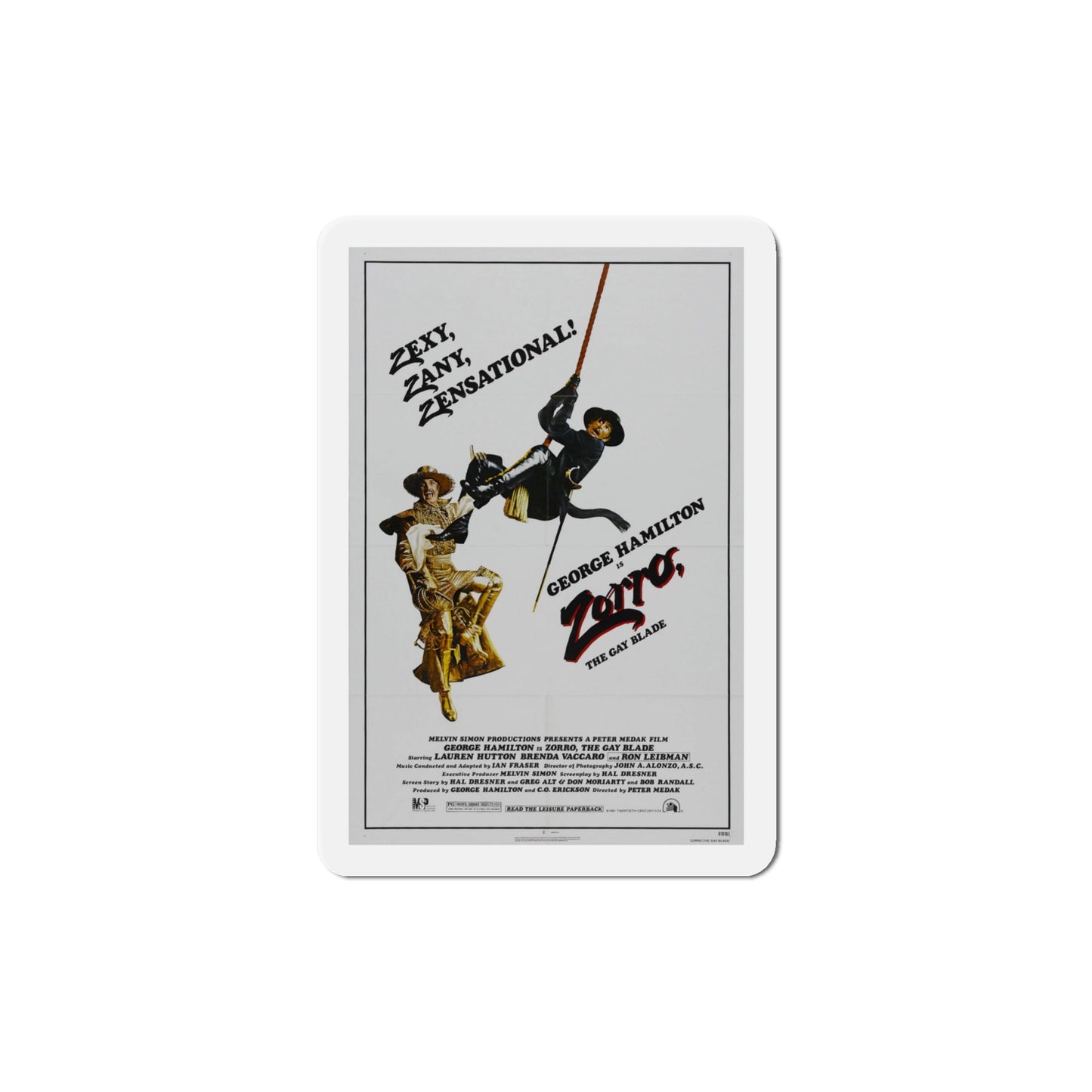 Zorro, the Gay Blade 1981 Movie Poster Die-Cut Magnet-4" x 4"-The Sticker Space