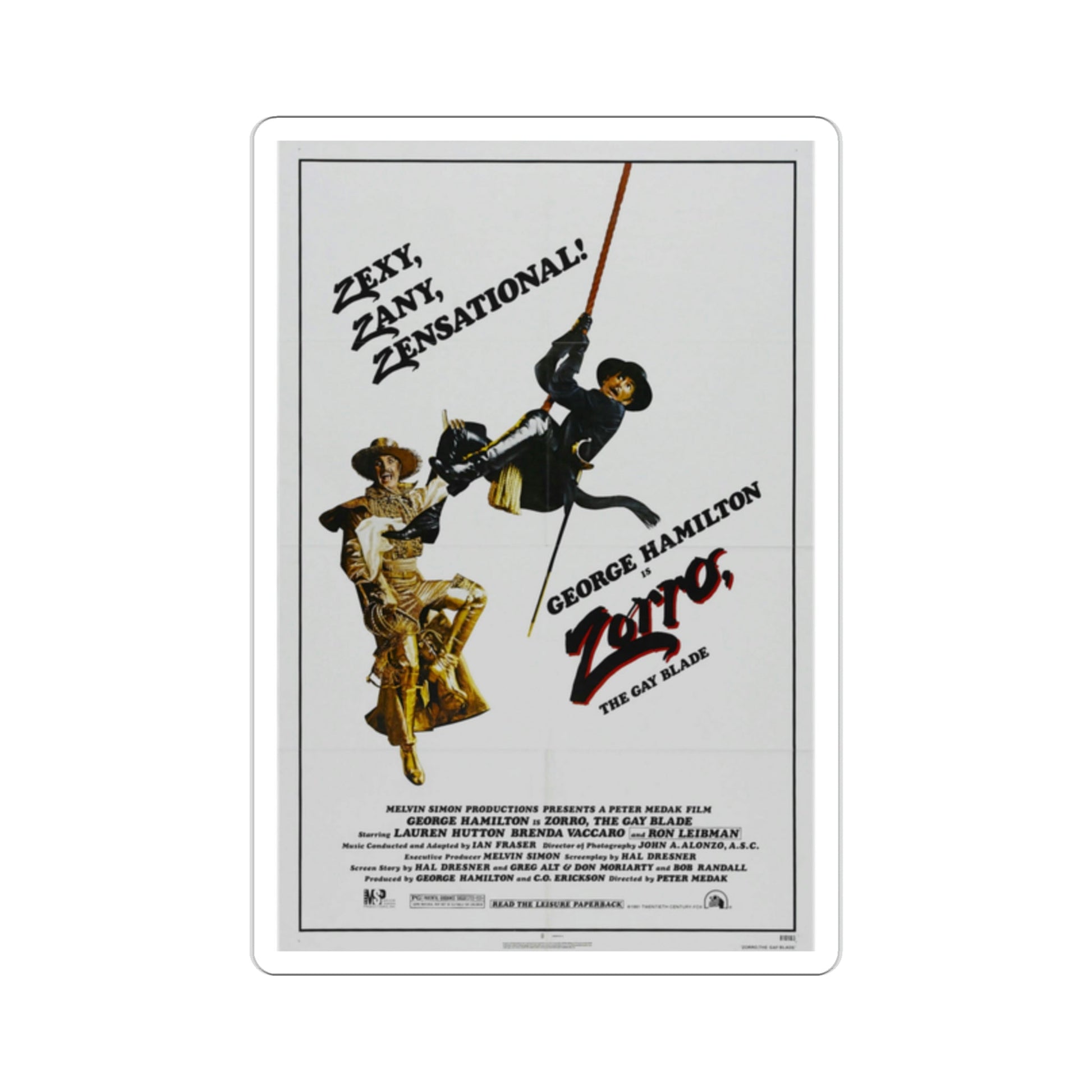 Zorro, the Gay Blade 1981 Movie Poster STICKER Vinyl Die-Cut Decal-2 Inch-The Sticker Space
