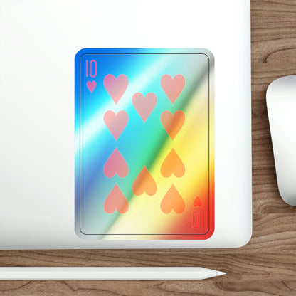 10 of Hearts Playing Card Holographic STICKER Die-Cut Vinyl Decal-The Sticker Space