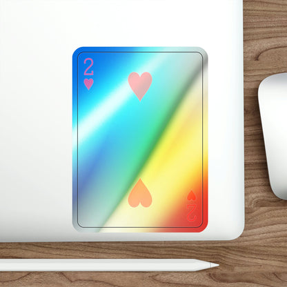 2 of Hearts Playing Card Holographic STICKER Die-Cut Vinyl Decal-The Sticker Space