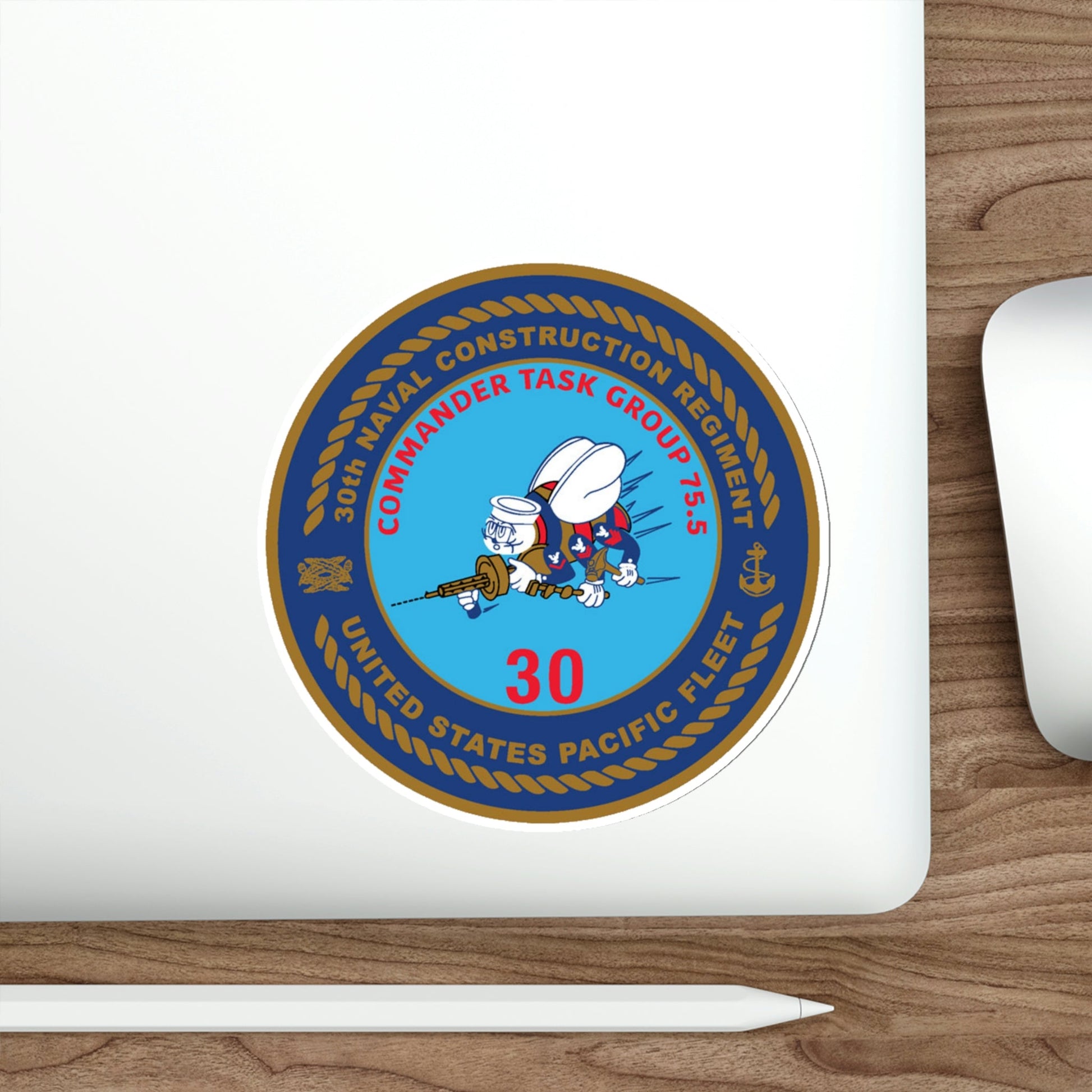 30TH NCR USPACFLT Seabee (U.S. Navy) STICKER Vinyl Die-Cut Decal-The Sticker Space