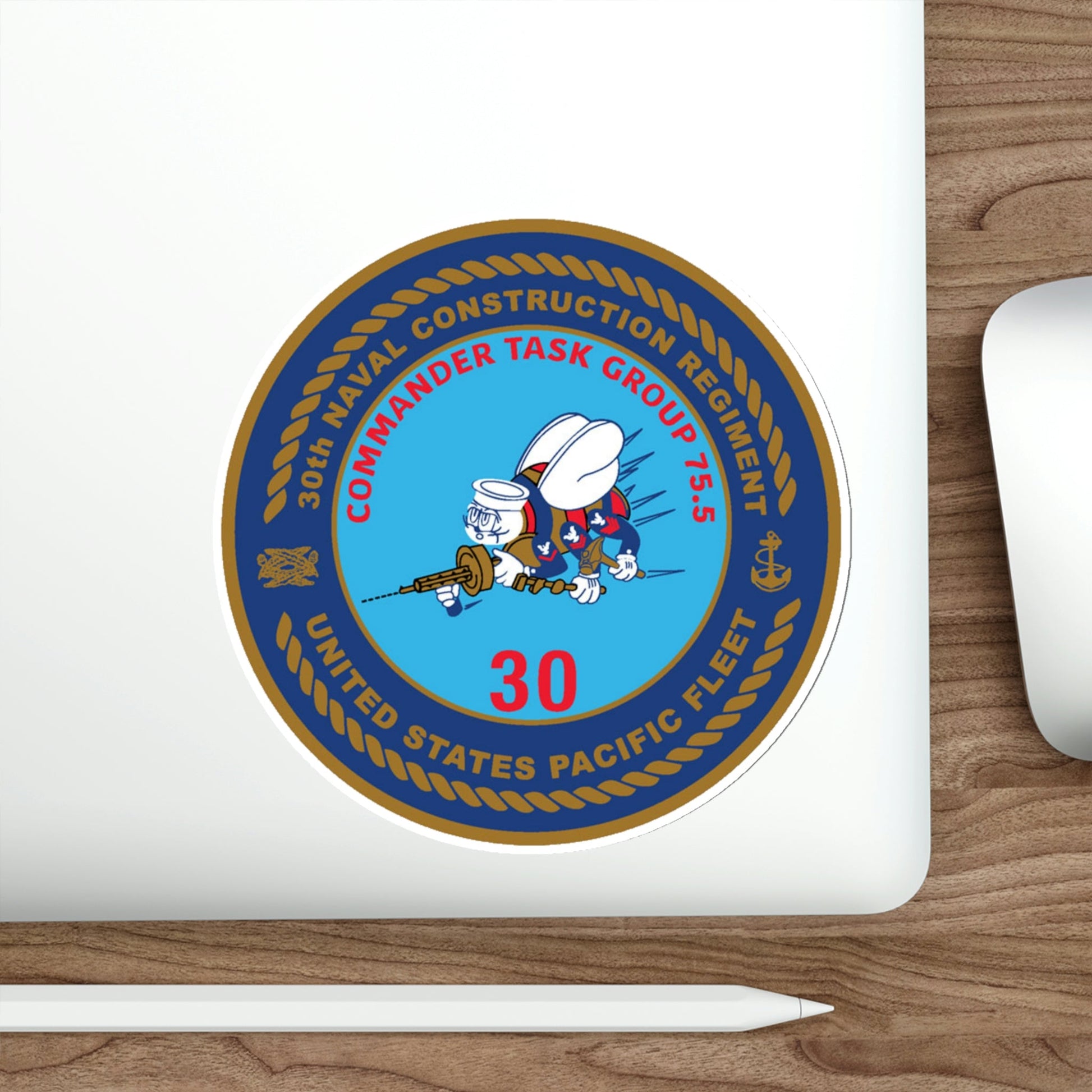 30TH NCR USPACFLT Seabee (U.S. Navy) STICKER Vinyl Die-Cut Decal-The Sticker Space