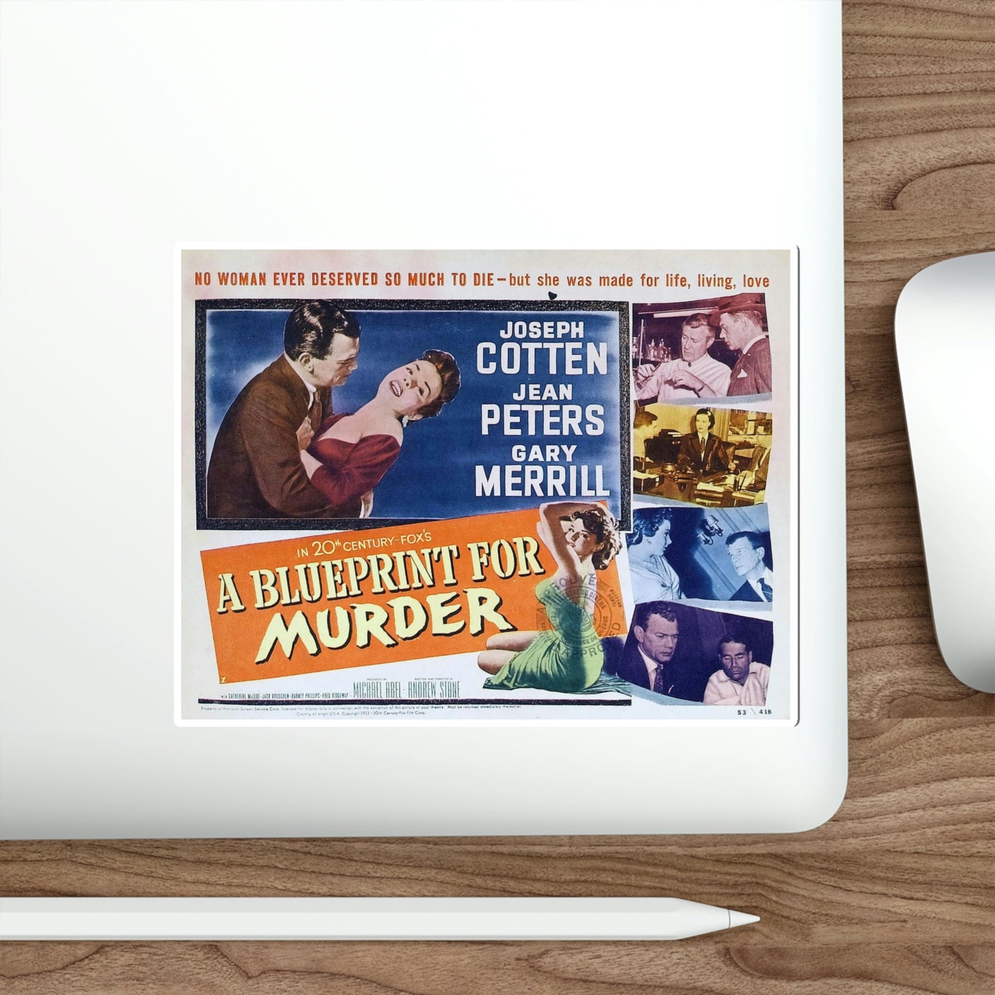 A Blueprint for Murder 1953 v2 Movie Poster STICKER Vinyl Die-Cut Decal-The Sticker Space