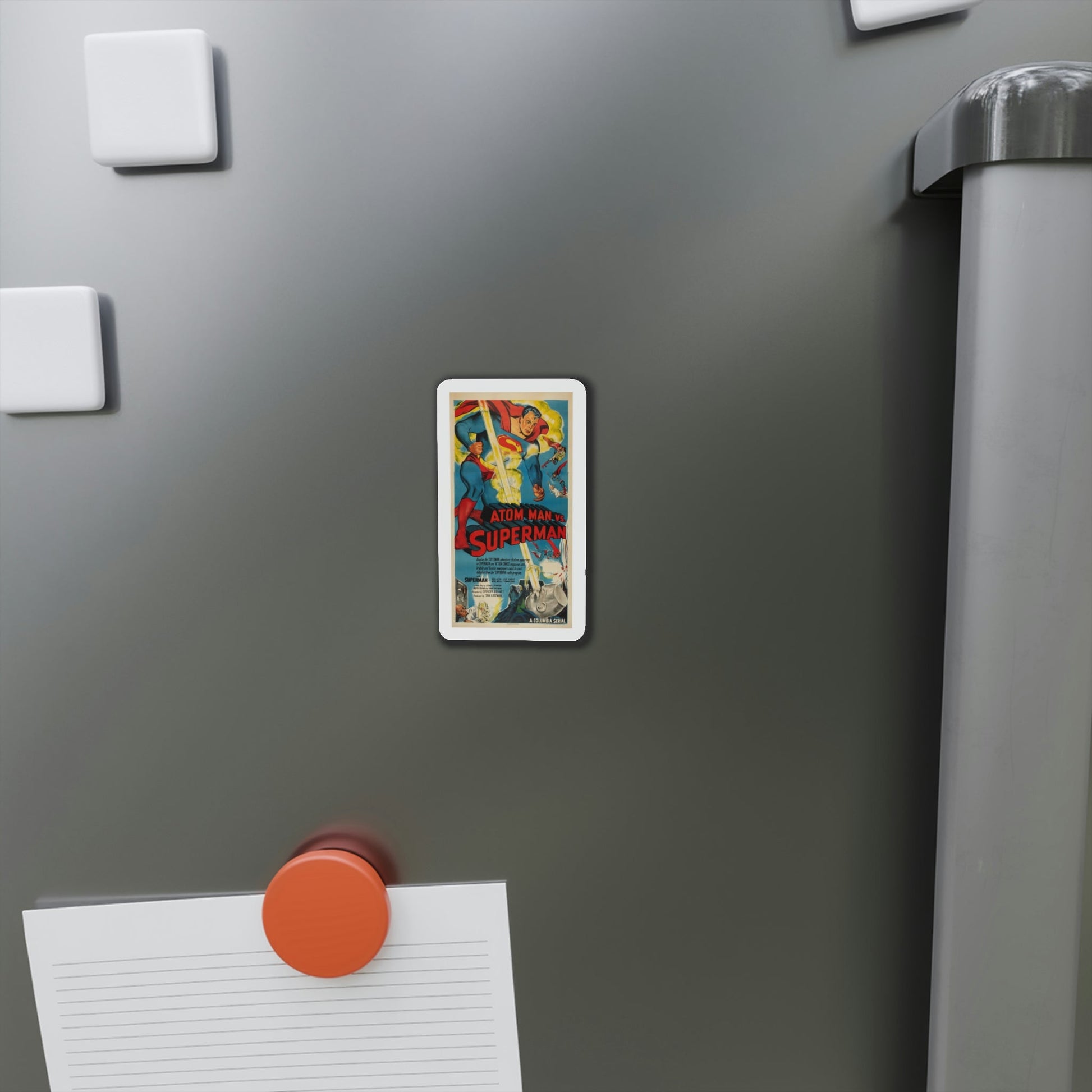 Atom Man vs Superman 1950 Movie Poster Die-Cut Magnet-The Sticker Space