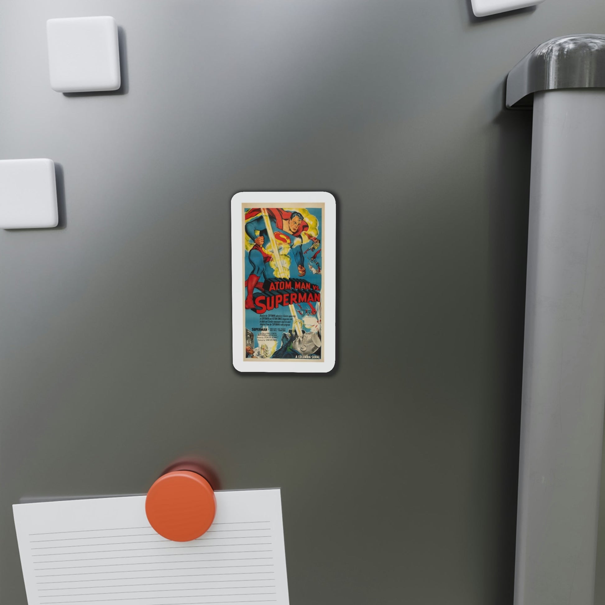 Atom Man vs Superman 1950 Movie Poster Die-Cut Magnet-The Sticker Space