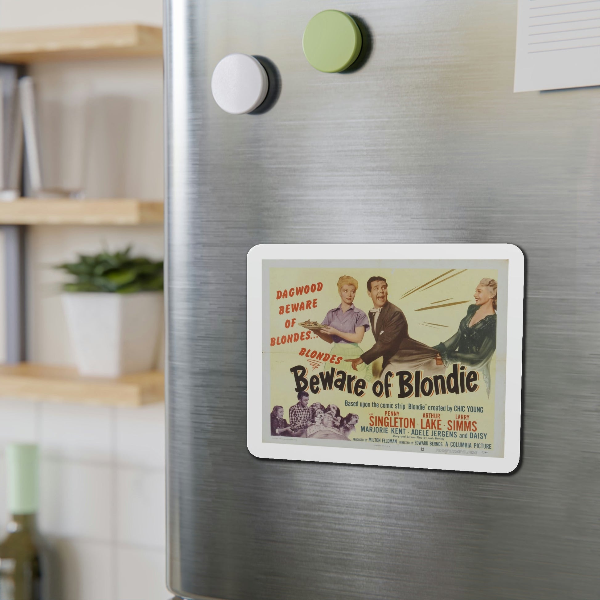Beware of Blondie 1950 Movie Poster Die-Cut Magnet-The Sticker Space