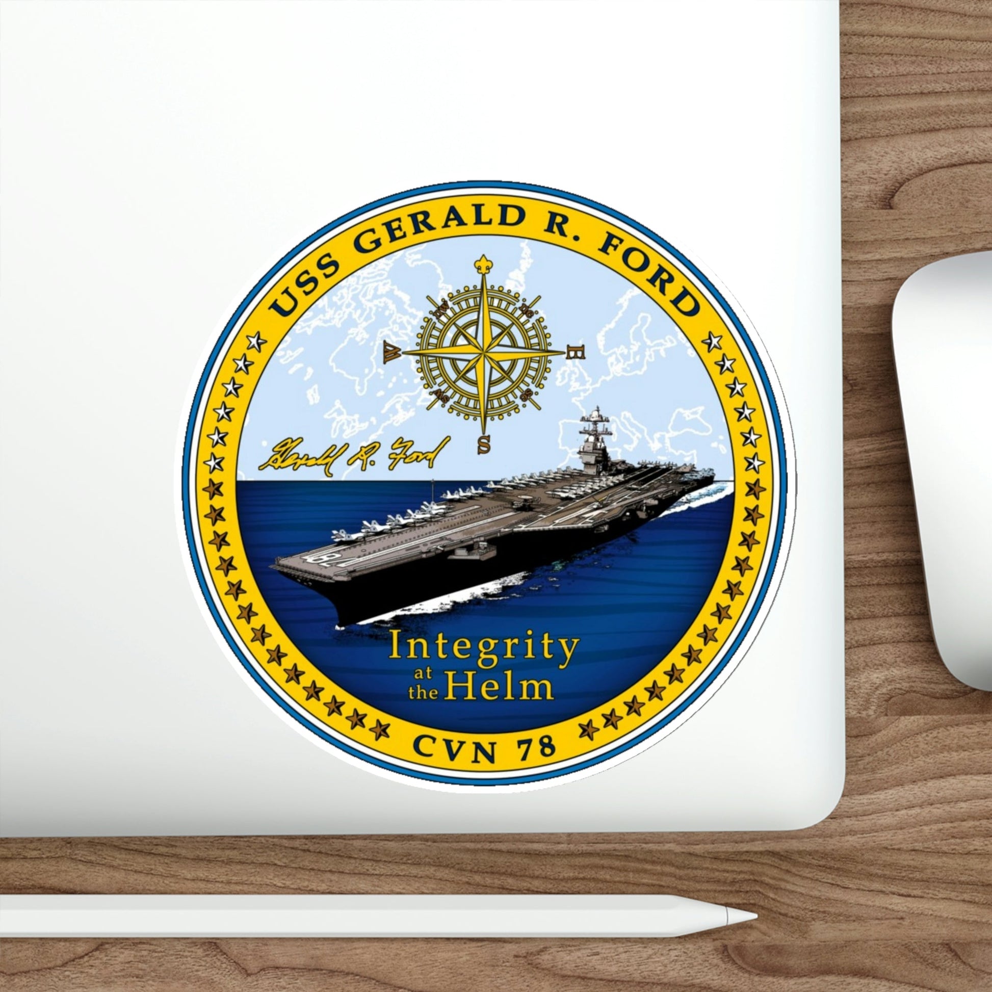 CVN 78 USS Gerald R Ford 2017 (U.S. Navy) STICKER Vinyl Die-Cut Decal-The Sticker Space