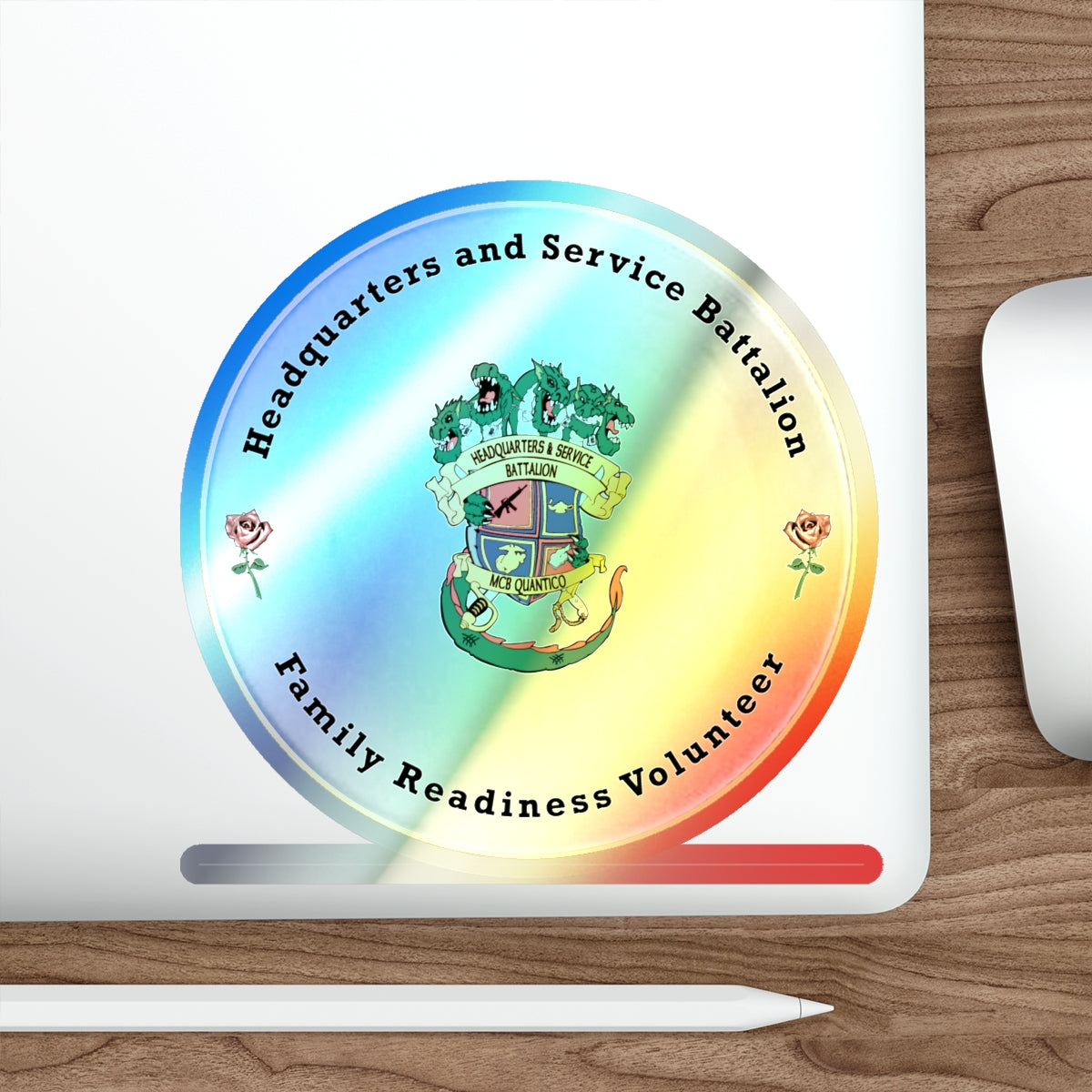 Headquarters And Service Battalion Family Readiness Volunteer (USMC) Holographic STICKER Die-Cut Vinyl Decal-The Sticker Space