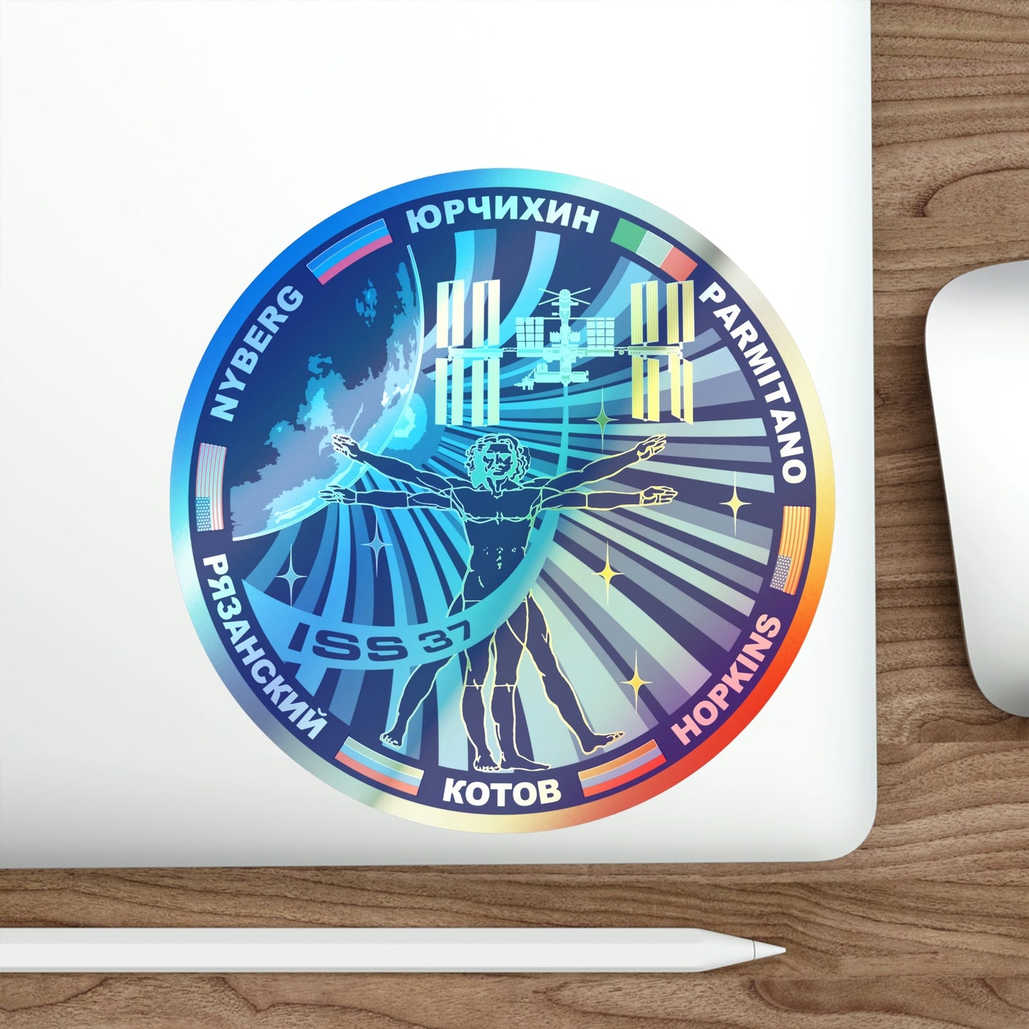 ISS Expedition 37 (NASA) Holographic STICKER Die-Cut Vinyl Decal-The Sticker Space