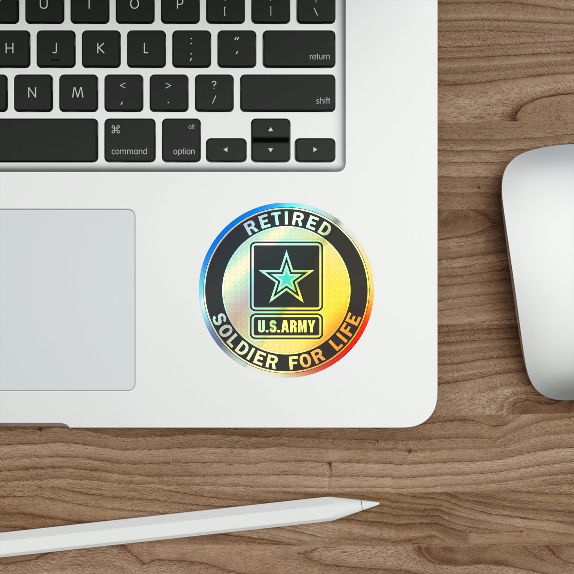 Retired Service Identification Badge (U.S. Army) Holographic STICKER Die-Cut Vinyl Decal-The Sticker Space