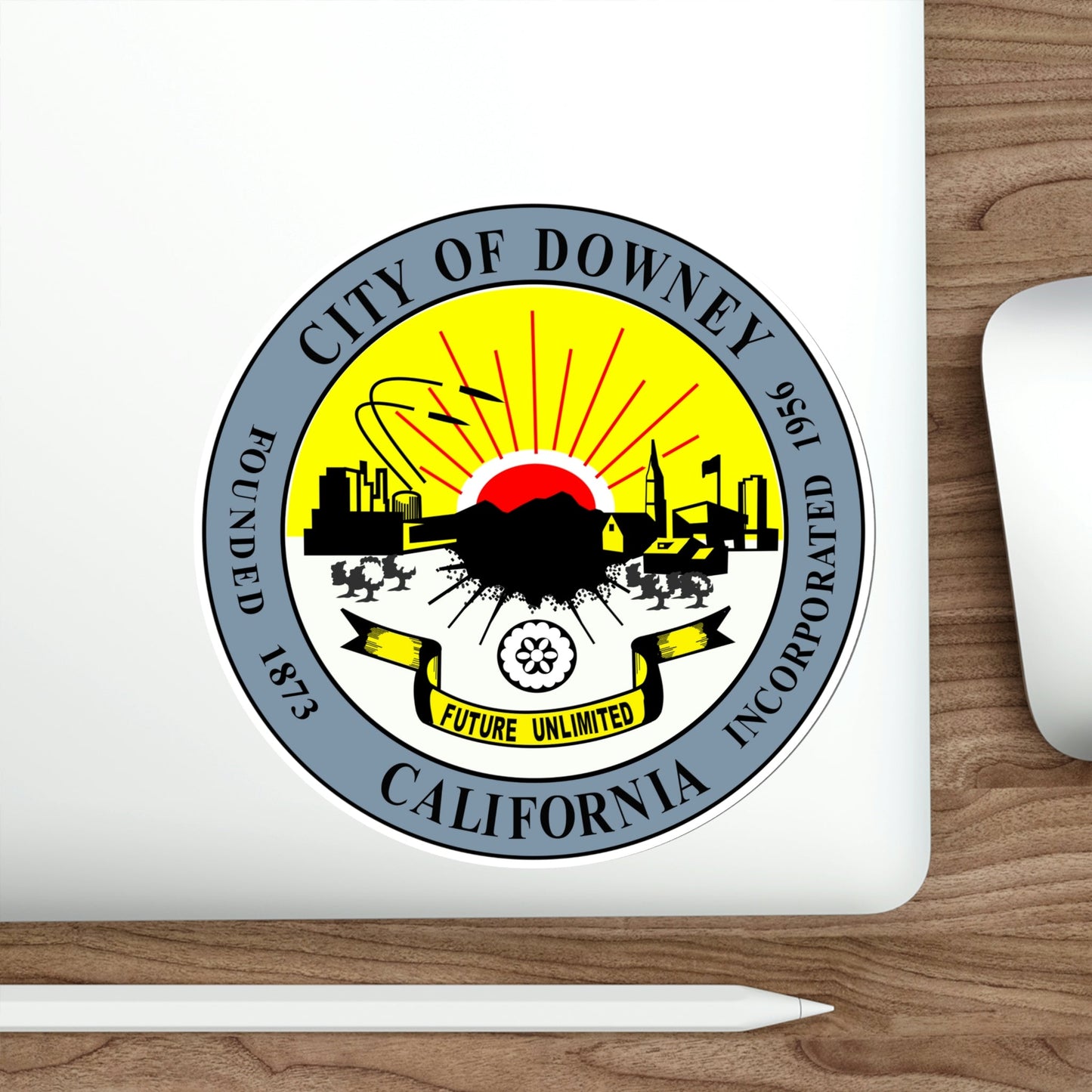 Seal of Downey California USA STICKER Vinyl Die-Cut Decal-The Sticker Space