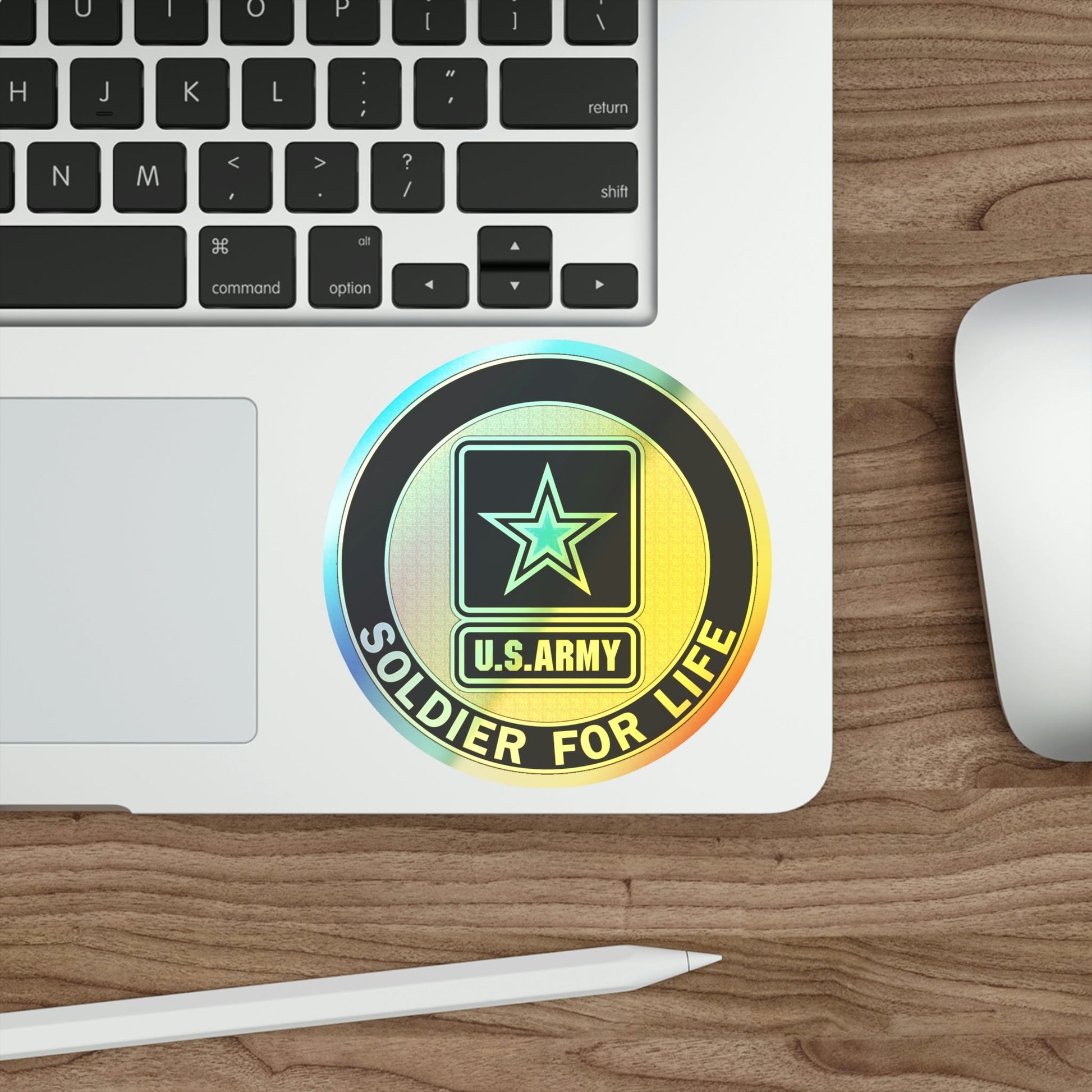 Soldier for Life Lapel Button (U.S. Army) Holographic STICKER Die-Cut Vinyl Decal-The Sticker Space