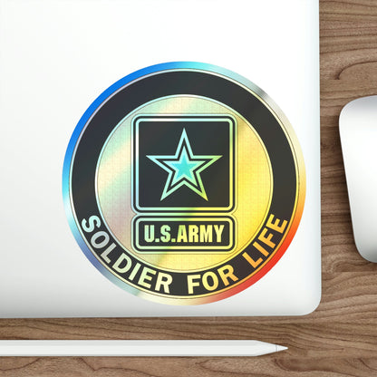 Soldier for Life Lapel Button (U.S. Army) Holographic STICKER Die-Cut Vinyl Decal-The Sticker Space