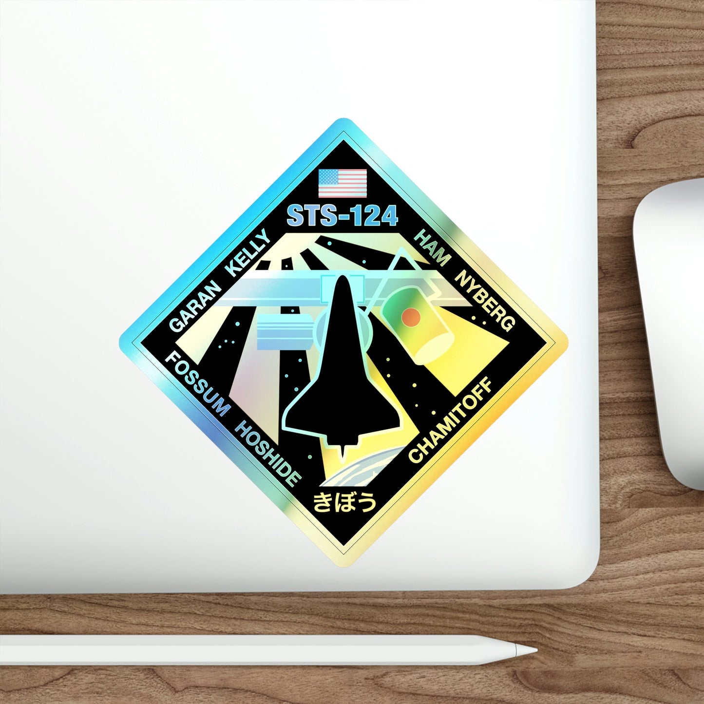 STS 124 (NASA) Holographic STICKER Die-Cut Vinyl Decal-The Sticker Space