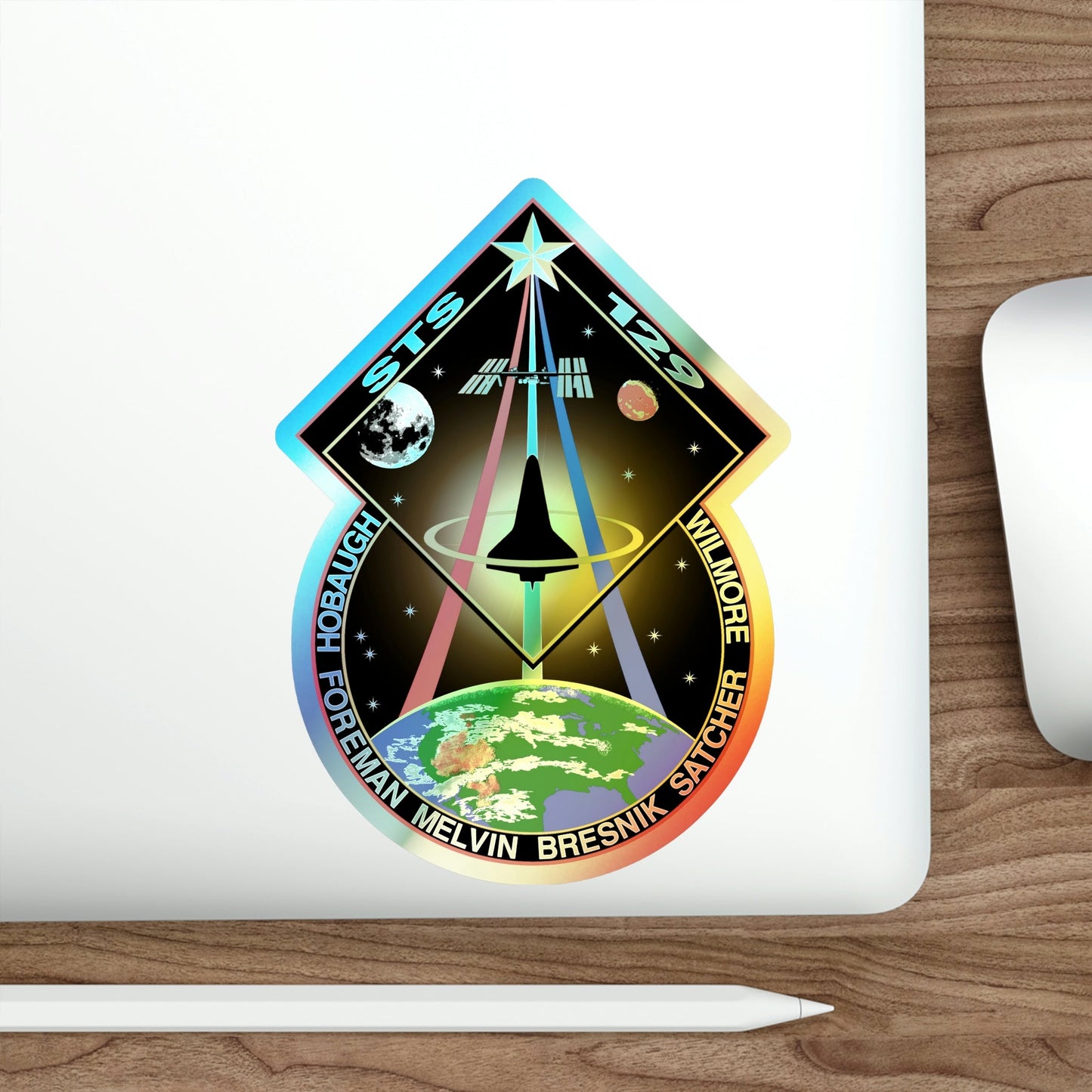 STS 129 (NASA) Holographic STICKER Die-Cut Vinyl Decal-The Sticker Space