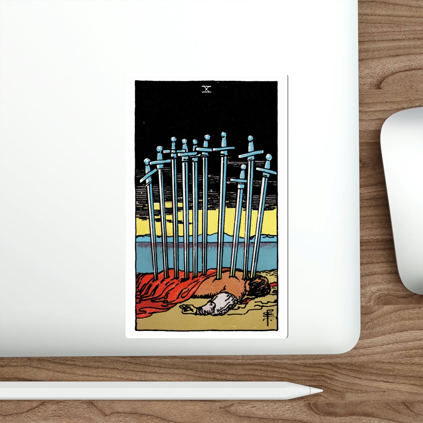 The 10 of Swords (Rider Waite Tarot Deck) STICKER Vinyl Die-Cut Decal-The Sticker Space