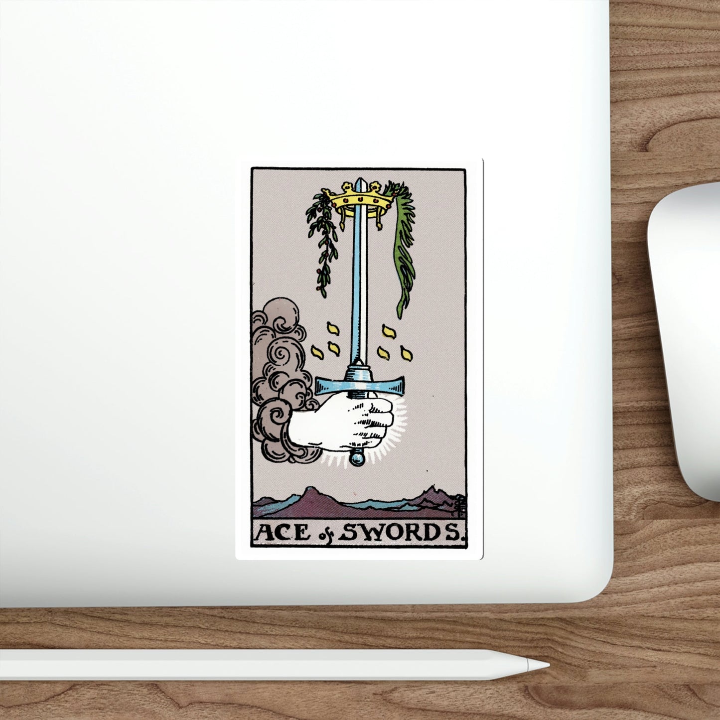The Ace of Swords (Rider Waite Tarot Deck) STICKER Vinyl Die-Cut Decal-The Sticker Space