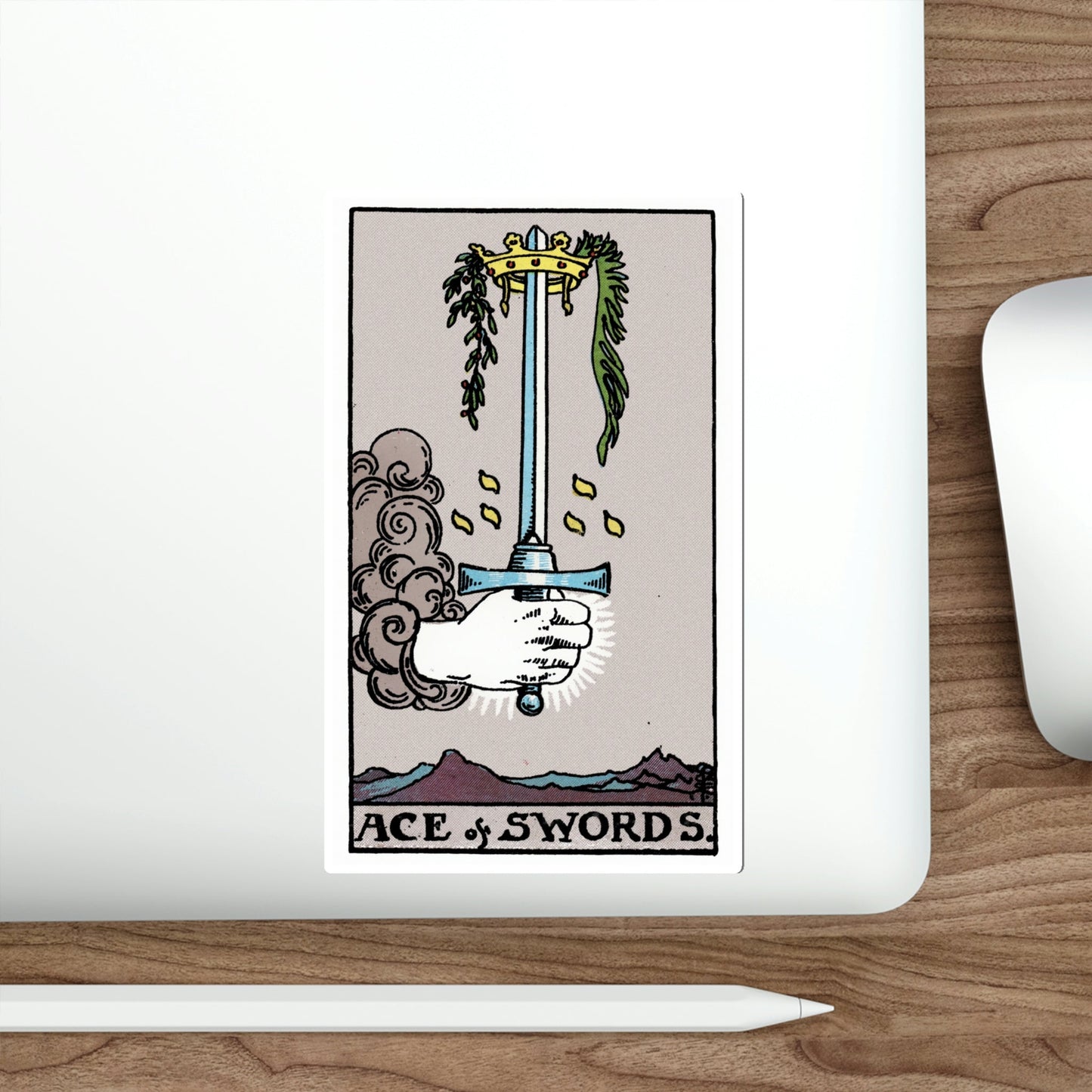 The Ace of Swords (Rider Waite Tarot Deck) STICKER Vinyl Die-Cut Decal-The Sticker Space