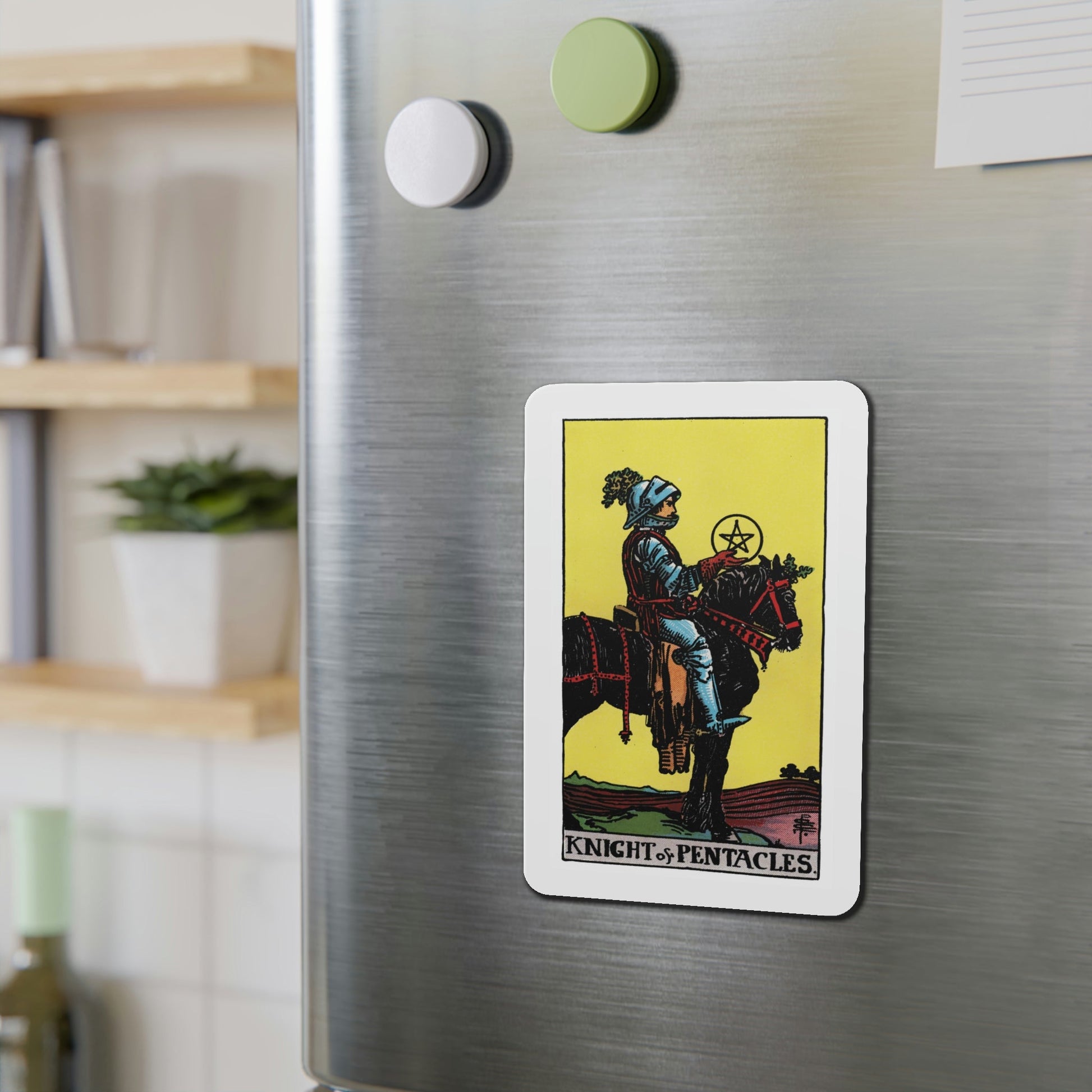The Knight of Pentacles (Tarot Card) Die-Cut Magnet-The Sticker Space