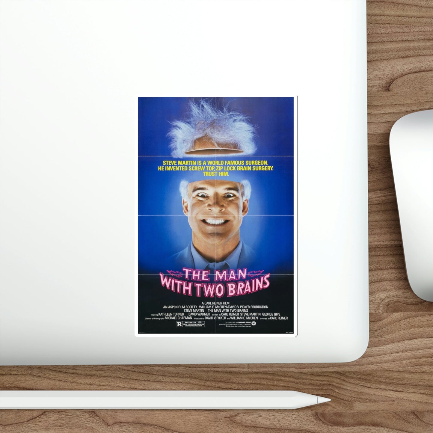 The Man with Two Brains 1983 Movie Poster STICKER Vinyl Die-Cut Decal-The Sticker Space