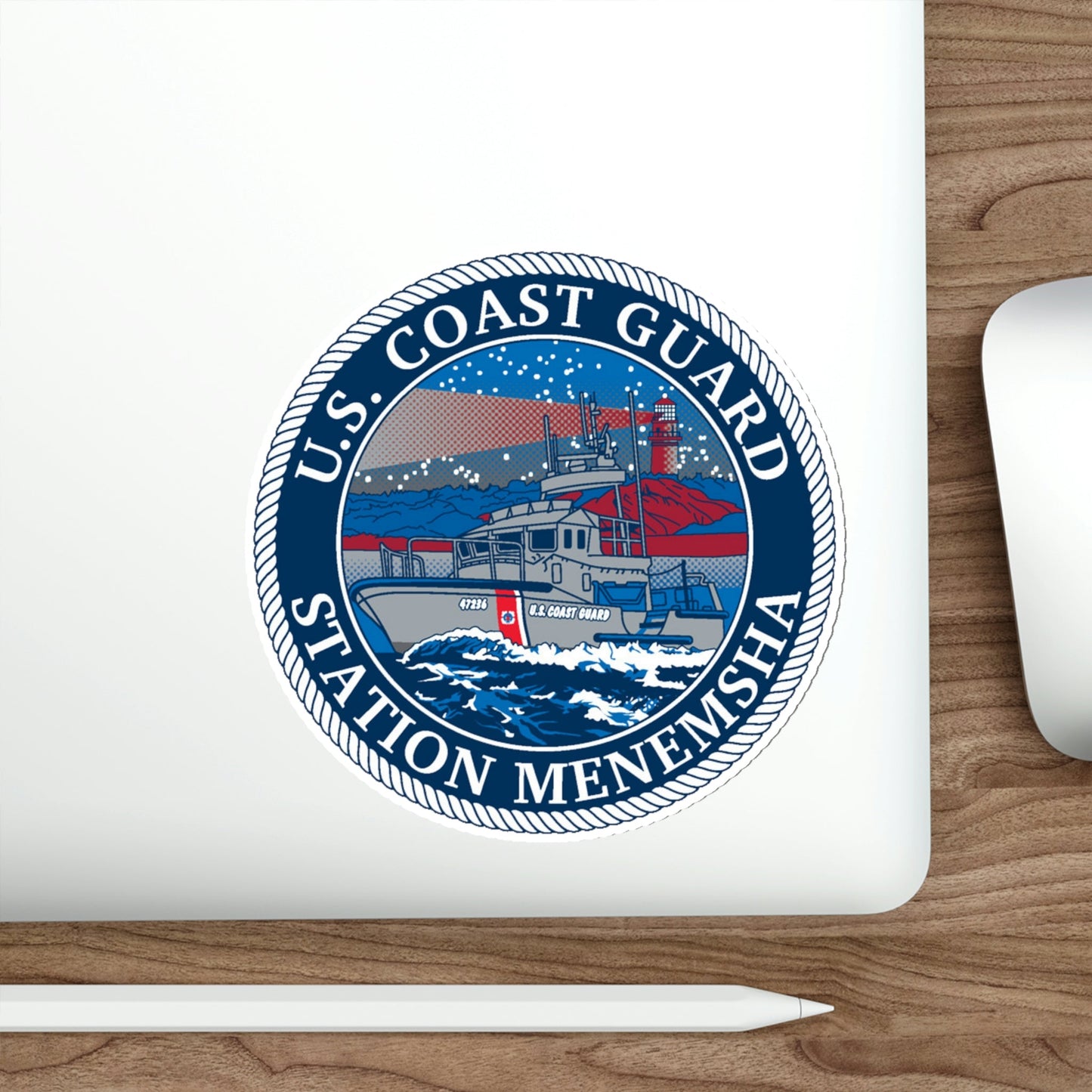 USCG STA MENEMSHA (U.S. Coast Guard) STICKER Vinyl Die-Cut Decal-The Sticker Space