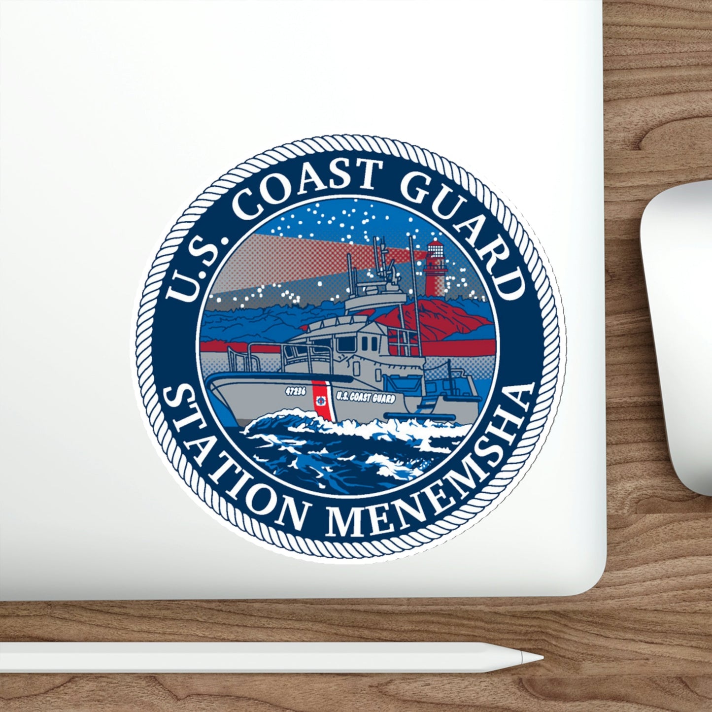 USCG STA MENEMSHA (U.S. Coast Guard) STICKER Vinyl Die-Cut Decal-The Sticker Space