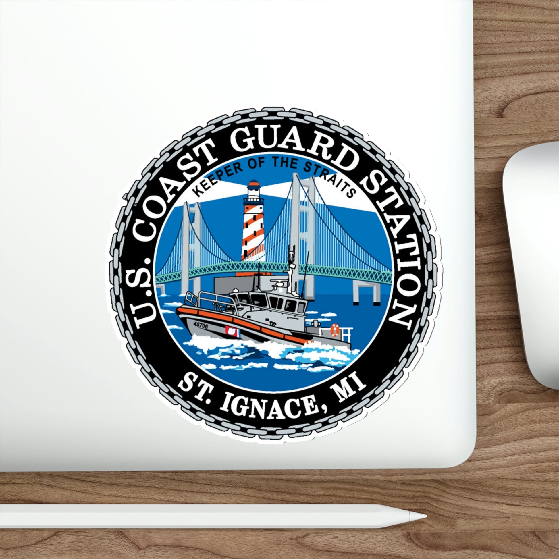 USCG Station St Ignace MI (U.S. Coast Guard) STICKER Vinyl Die-Cut Decal-The Sticker Space
