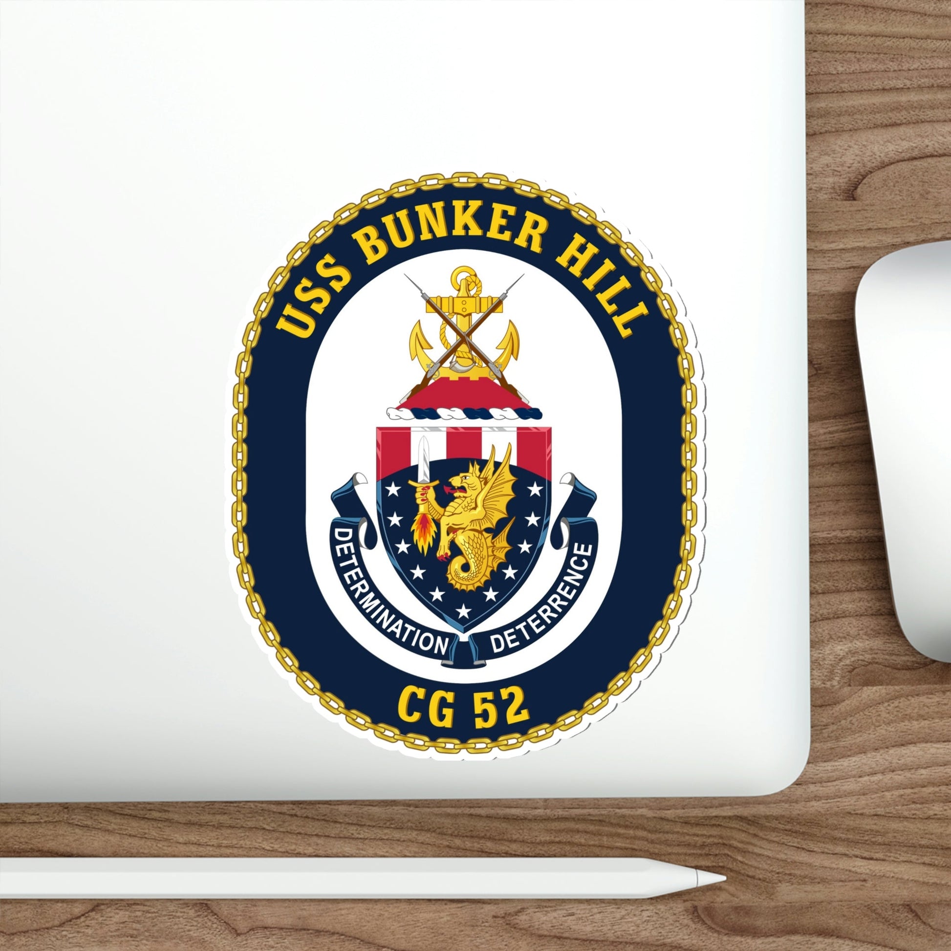 USS Bunker Hill CG 52 Crest (U.S. Navy) STICKER Vinyl Die-Cut Decal-The Sticker Space