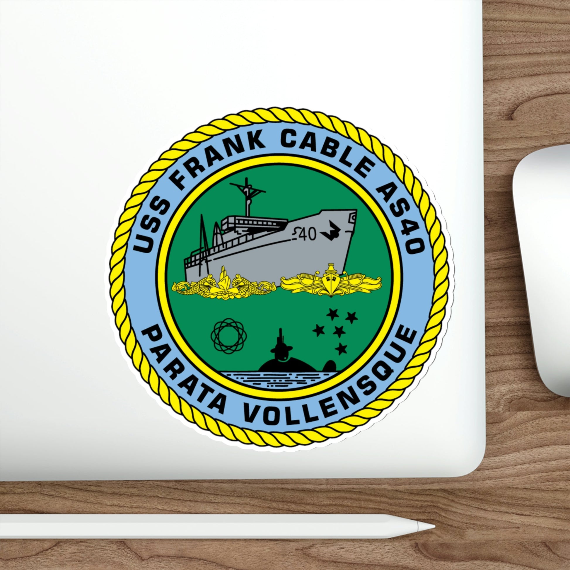 USS Frank Cable AS40 Parata Vollensque (U.S. Navy) STICKER Vinyl Die-Cut Decal-The Sticker Space